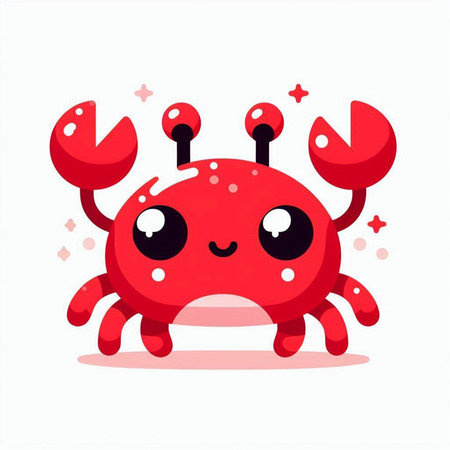 Cute cartoon crab. Vector illustration isolated on a white background.