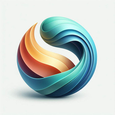 abstract 3d illustration of colorful origami shape over white background