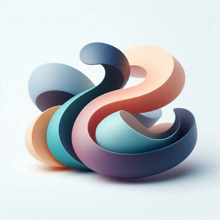 Colorful 3d abstract shape on a white background. 3d rendering