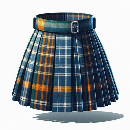 Scottish tartan skirt isolated on white background. 3D rendering.