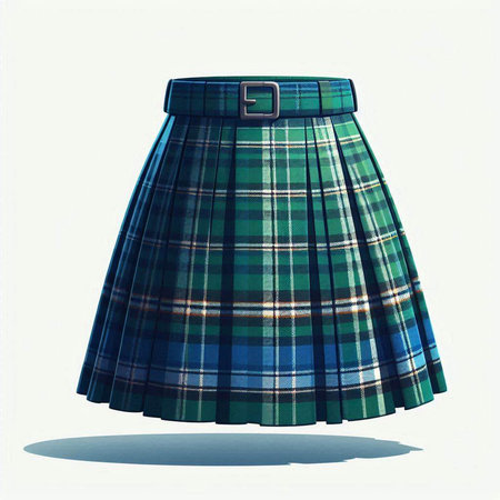 Scottish tartan skirt isolated on white background. 3D rendering.