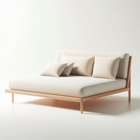 Modern sofa with pillows on the white background. 3d render