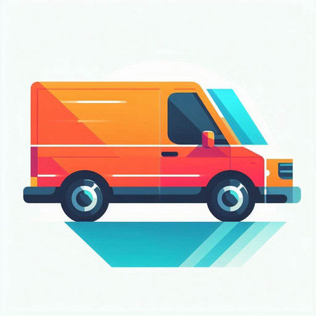 Delivery van in flat style. Vector illustration. Colorful icon.
