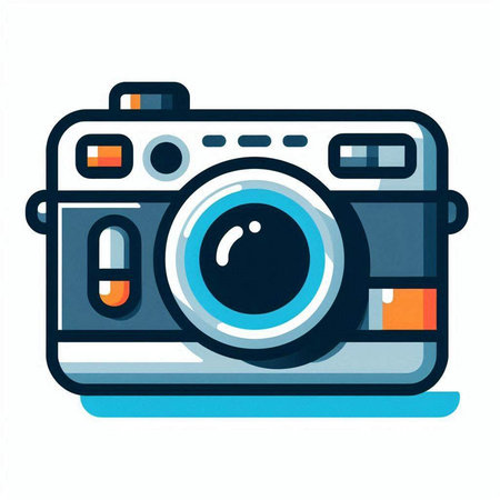 Retro camera icon. Vector illustration. Isolated on white background.