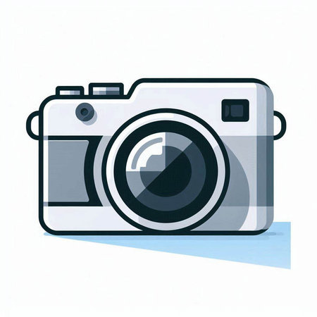 camera icon on white background, vector illustration. Flat design style.