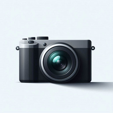 Digital camera on a white background. Vector illustration. Eps 10.