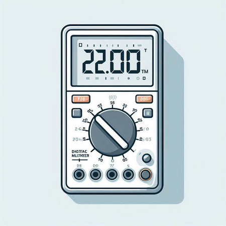 Digital multimeter, electronic device for measurement of temperature and humidity, vector...