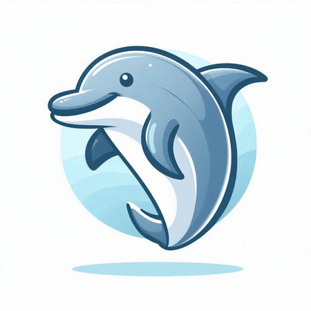 Dolphin cartoon icon. Vector illustration of a dolphin on a white background.の写真素材