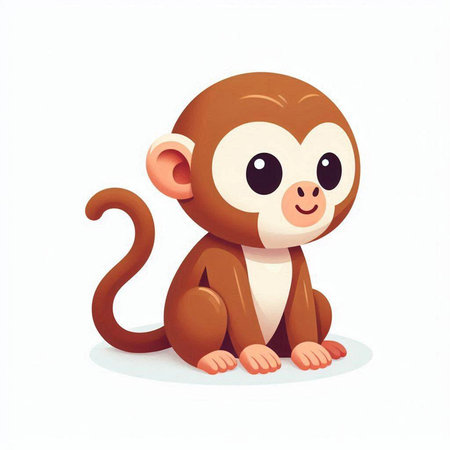 Cute cartoon monkey isolated on a white background. Vector illustration.