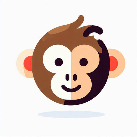 Monkey face on white background. Vector illustration in flat style.