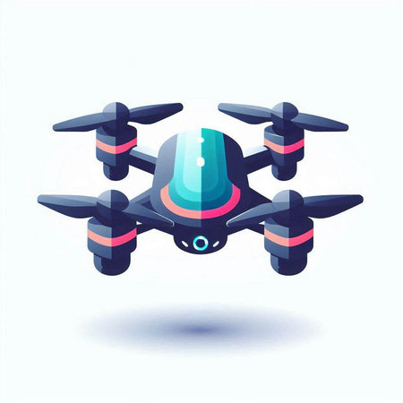Drone quadcopter with camera. Vector illustration in flat style.の写真素材