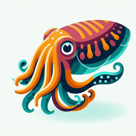 Illustration of octopus on a light background. Vector illustration.