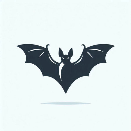 Bat icon. Black silhouette of a flying bat. Vector illustration.