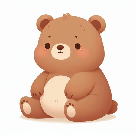Cute cartoon bear sitting on a white background. Vector illustration.