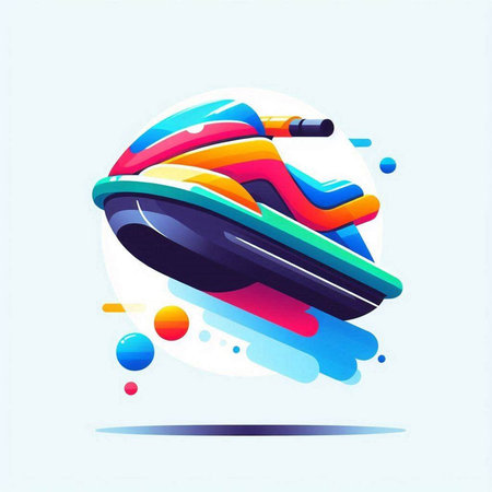 Colorful water scooter vector illustration. Abstract colorful background. Modern style.