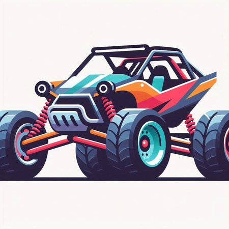 Vector illustration of a multicolored quad bike in flat style.