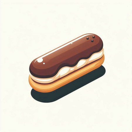 Chocolate eclair icon. Vector illustration. Isolated on white background.