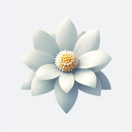 White lotus flower isolated on white background. 3D illustration.