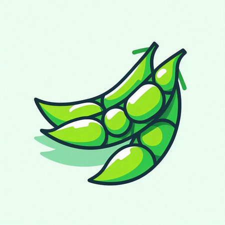 Sketch of fresh green soybeans on light background. Vector illustration.