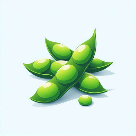 Green soybeans on a white background. Vector illustration. Eps 10