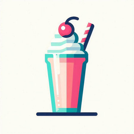Milkshake icon in flat style. Cartoon illustration of milkshake vector icon for web designの写真素材