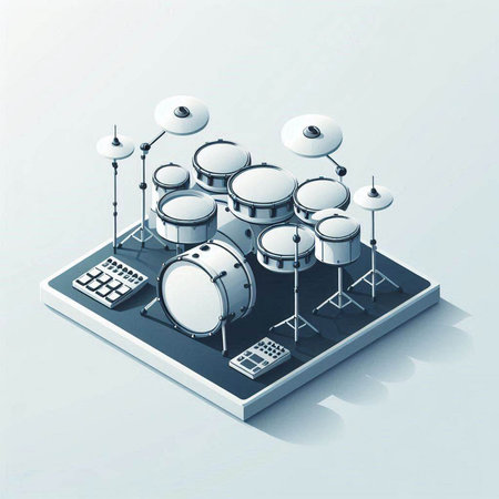 Drum kit on a white background. 3d isometric.の写真素材