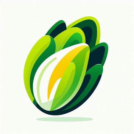 abstract icon with green leaves and white background, vector illustration.