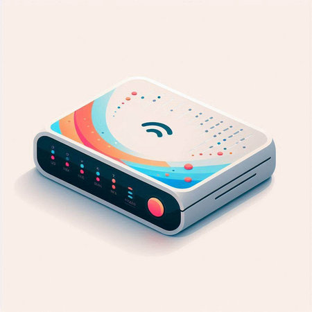 Isometric wifi router on white background. 3D isometric vector illustration.