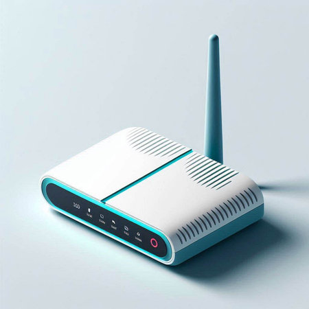 Wireless router on a white background. 3d render illustration.