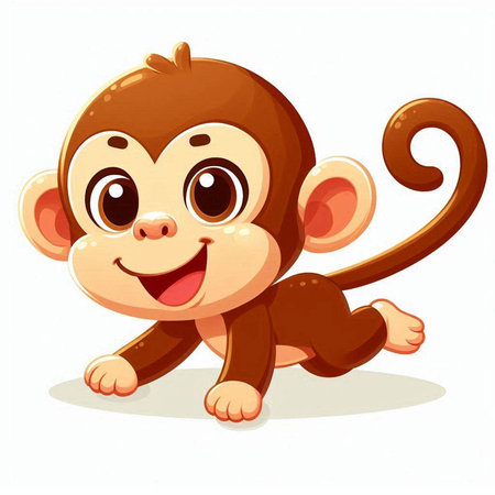 Cute cartoon monkey isolated on a white background. Vector illustration.