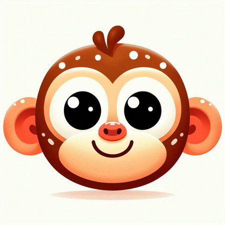 funny cartoon monkey face on white background - illustration for children.