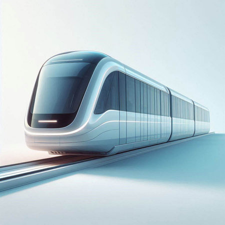 Modern high-speed train on a white background. 3d rendering
