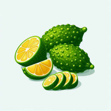 Bergamot fruit vector illustration isolated on a white background.