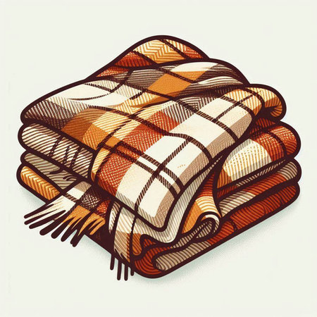 Hand drawn woolen plaid. Vector illustration in retro style.