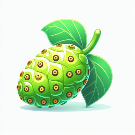 Green noni fruit isolated on a white background. Vector illustration.の写真素材