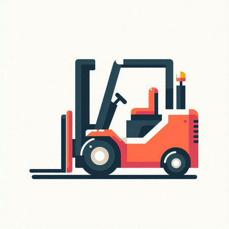 Forklift truck flat vector illustration. Forklift truck icon.