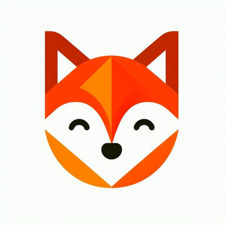 Cute fox face isolated on a white background. Vector illustration.の写真素材