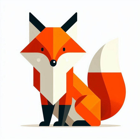 Vector illustration of a red fox isolated on a white background. Flat style.の写真素材