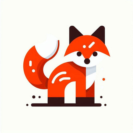 Red fox icon. Cute cartoon animal character. Vector illustration.の写真素材