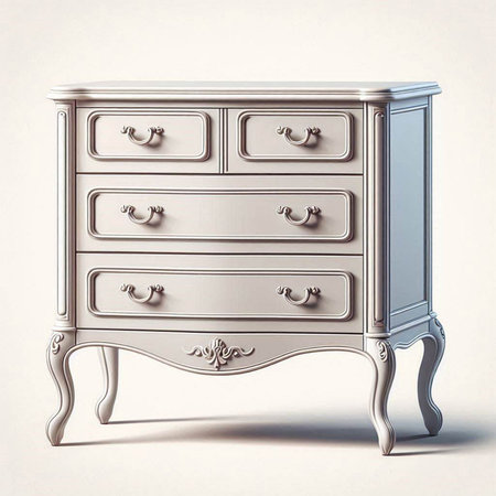 Classic chest of drawers on a white background. 3d render