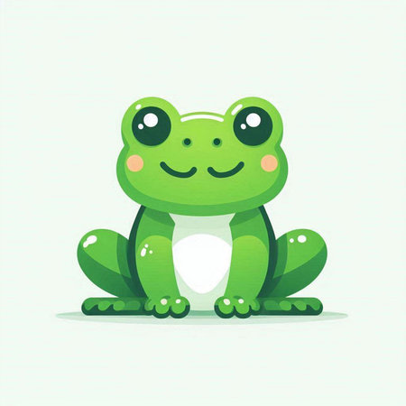 Cute cartoon frog. Vector illustration. Isolated on white background.の写真素材