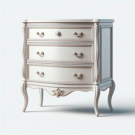 Classic chest of drawers on a white background. 3d rendering