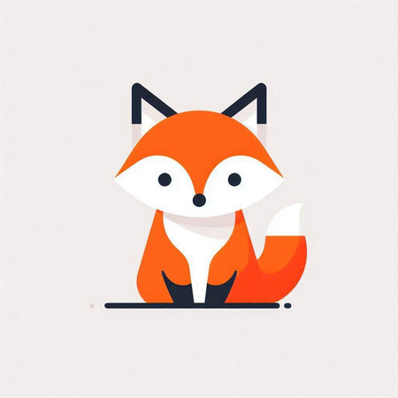 Cute fox. Vector illustration in flat style. Isolated on white background.の写真素材