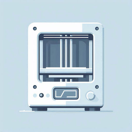 Illustration of a modern electric oven on a light blue background.