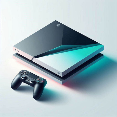 Gamepad and controller on a white background. 3D rendering.