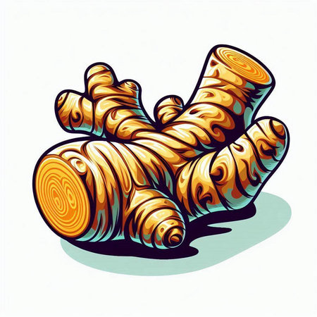 Ginger root isolated on white background. Vector hand drawn illustration.