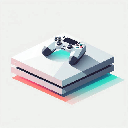 video game controller in isometric 3d style, vector illustration.