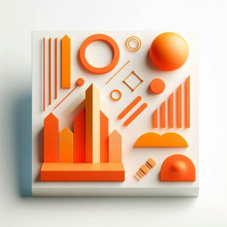 3d illustration of abstract geometric shapes and figures on a white background