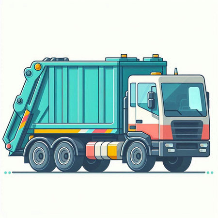 Garbage truck isolated on white background. Flat style vector illustration.