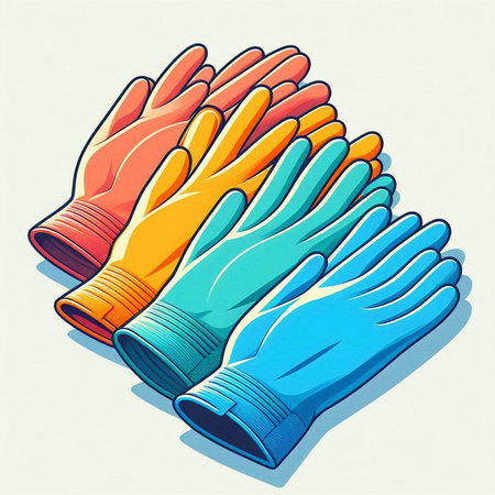 Colorful rubber gloves on a white background, vector illustration, eps 10